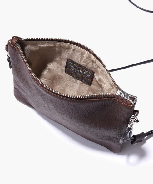 MR.OLIVE E.O.I / WATER PROOF WASHABLE LEATHER / ZIPPER SMALL SACOCHE ミスターオリーブ イーオーアイ/ウォータープルーフウォッシャブルレザー / ジッパー付きスモールサコッシュ